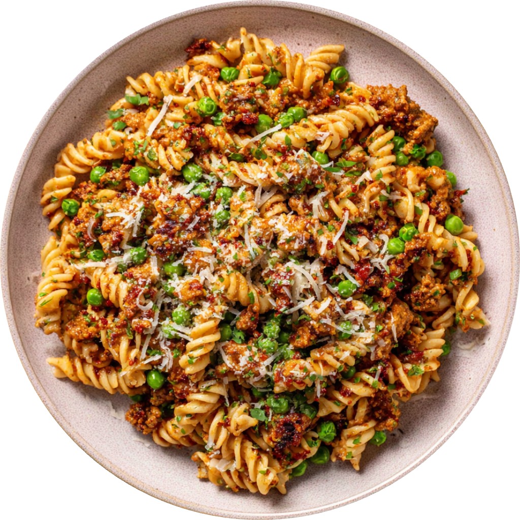 One-Pan Sun-Dried Tomato Pesto Pasta With Italian Sausage And Peas