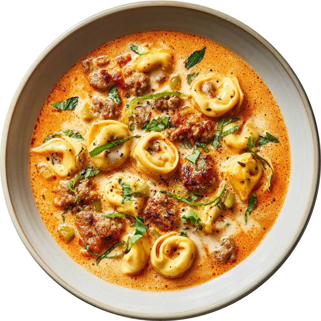 Creamy, Spicy Tortellini And Sausage Soup