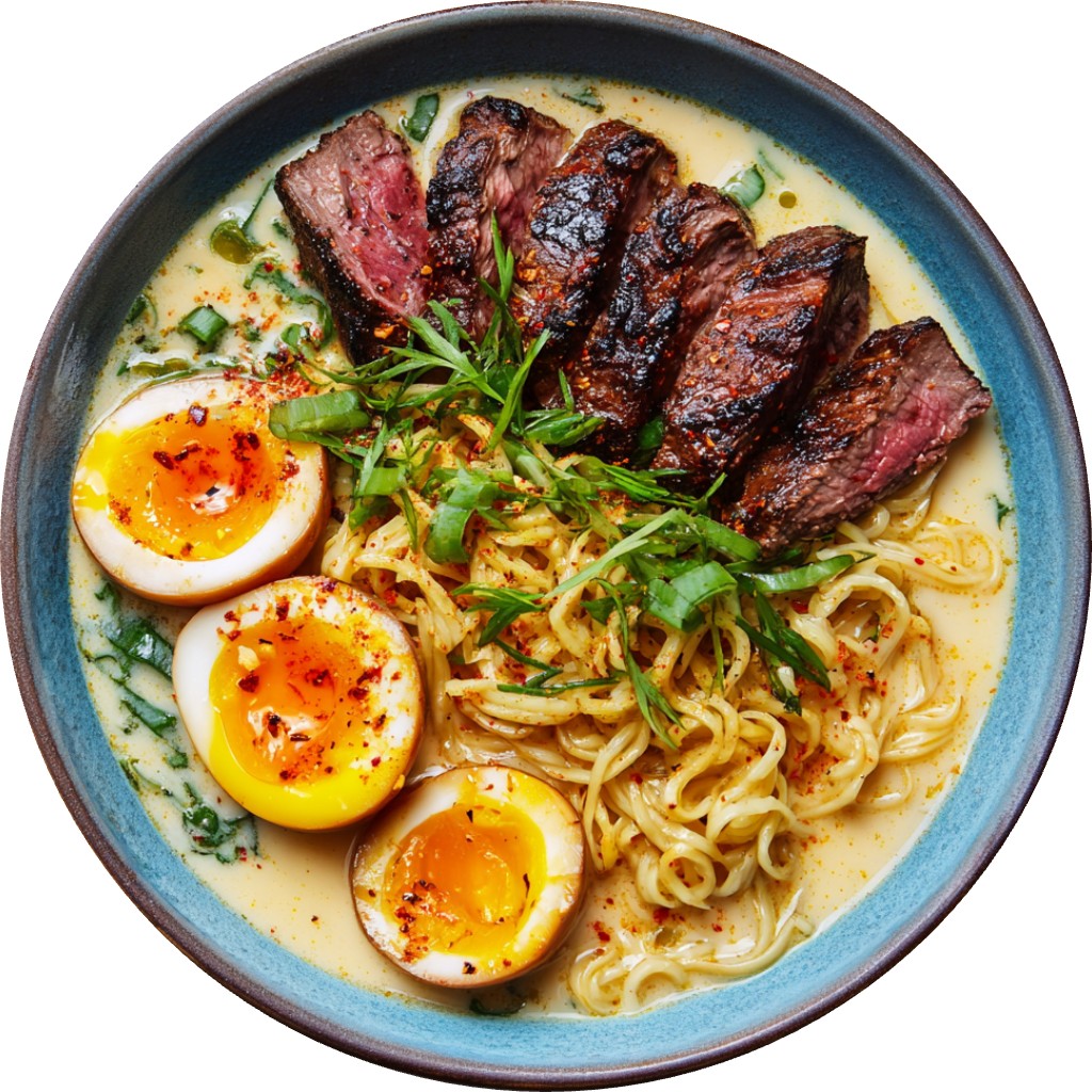 High Protein Creamy Steak Ramen