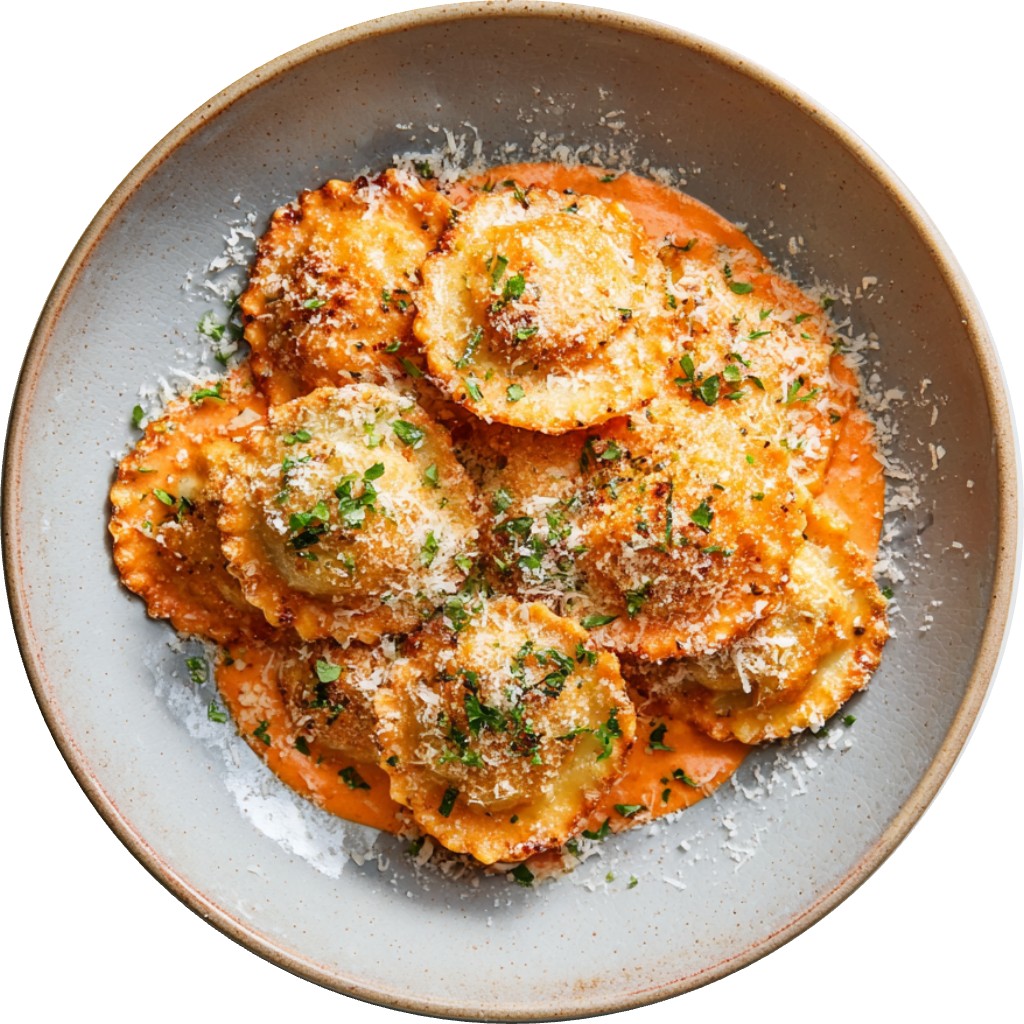 Fried Ravioli With Vodka Sauce