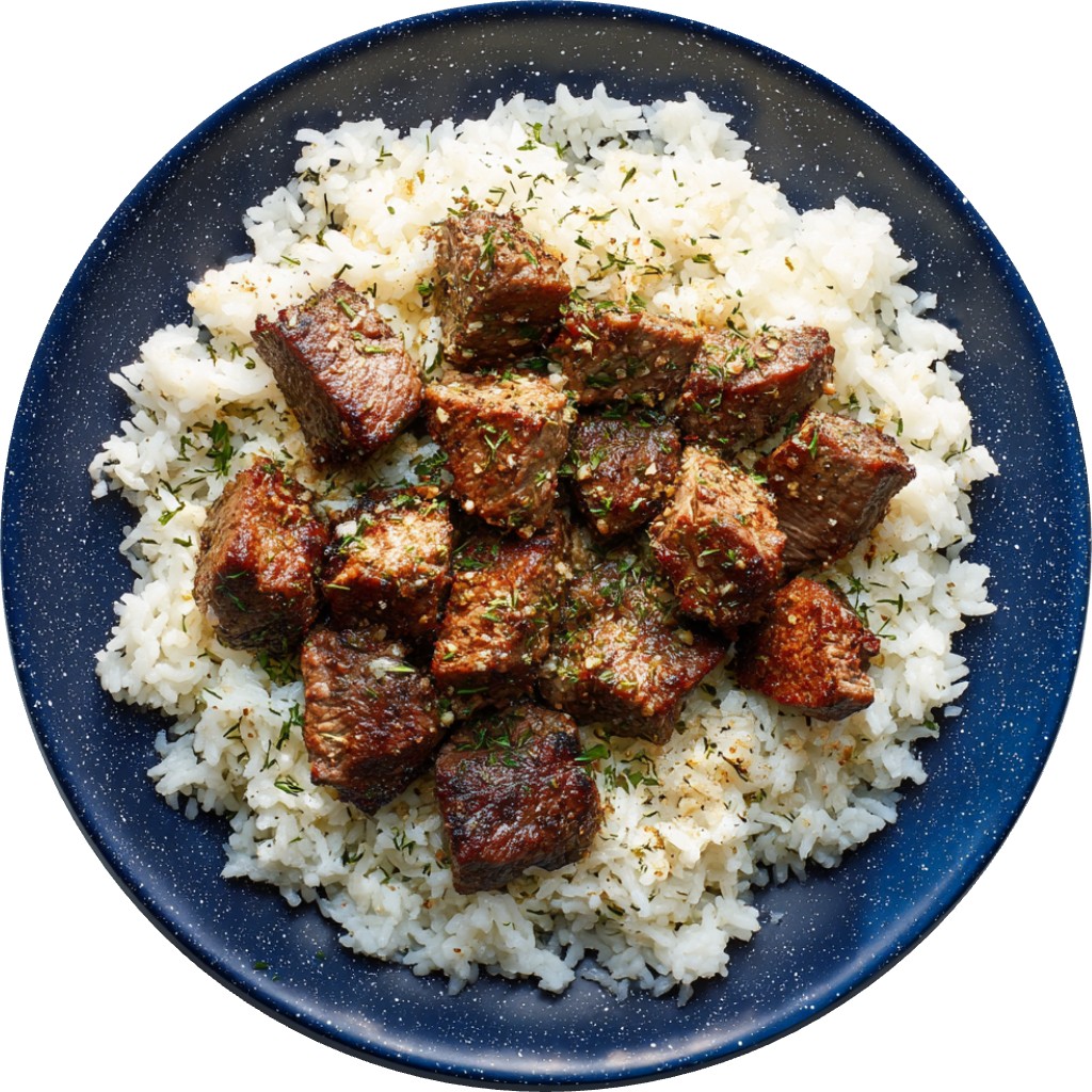 Steak Bites With Garlic Butter Rice