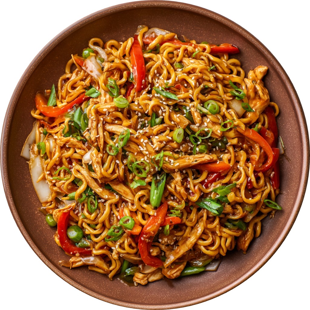 Saucy Chicken & Veggie Egg Roll Noodle Bowls