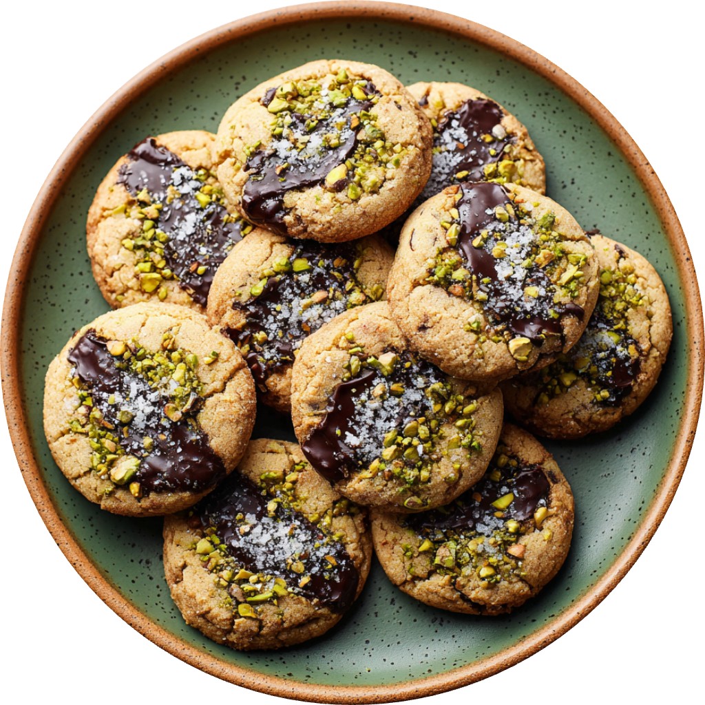 Salted Pistachio & Dark Chocolate Cookies