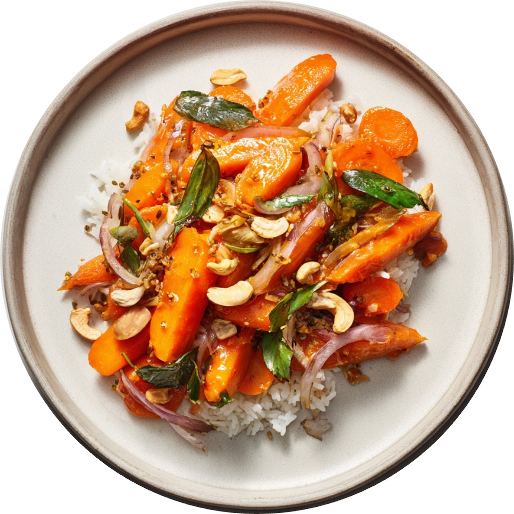 Coconut-Ginger Carrots With Cashews