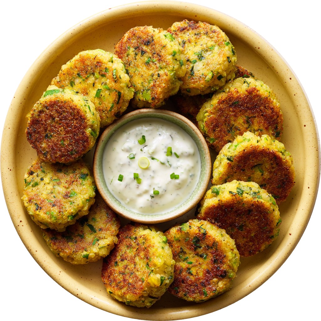Pea Cakes With Feta Dipping Sauce