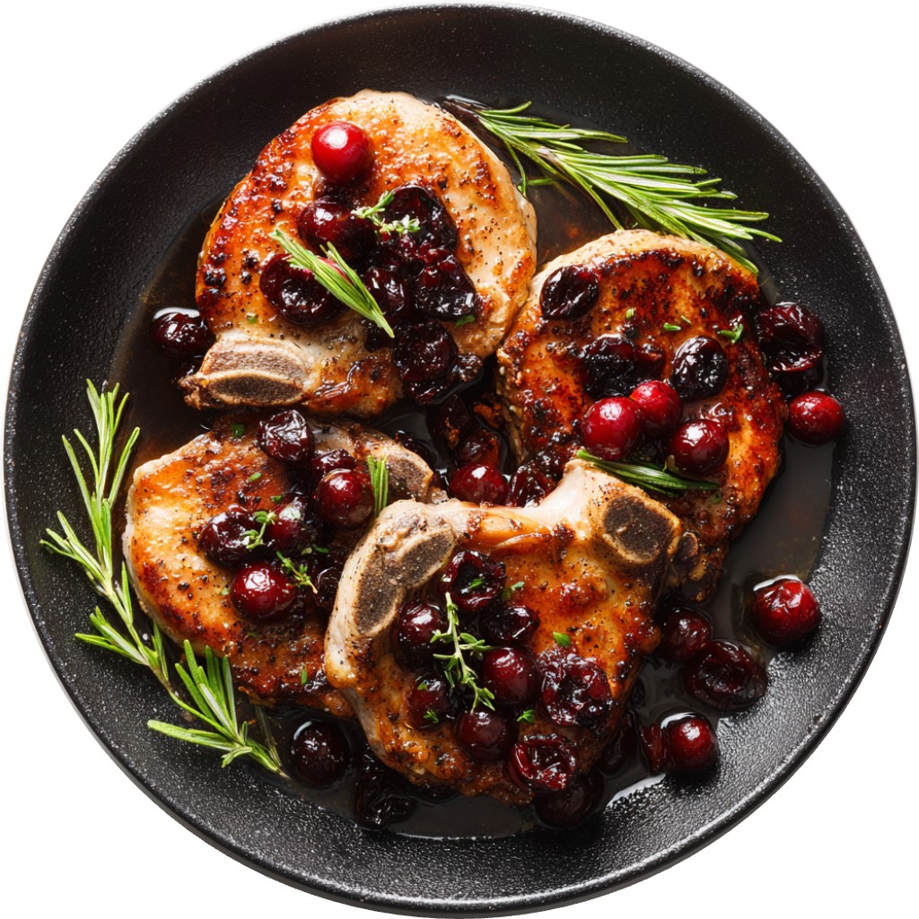 Rosemary And Dried Cherry Pork Chops