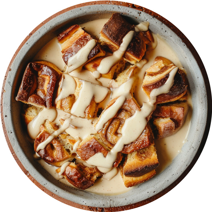 Cinnamon Roll Bread Pudding with Maple Cream Sauce
