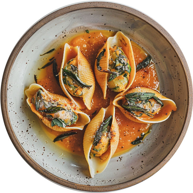 Stuffed Shells in Honeynut Squash Cream Sauce