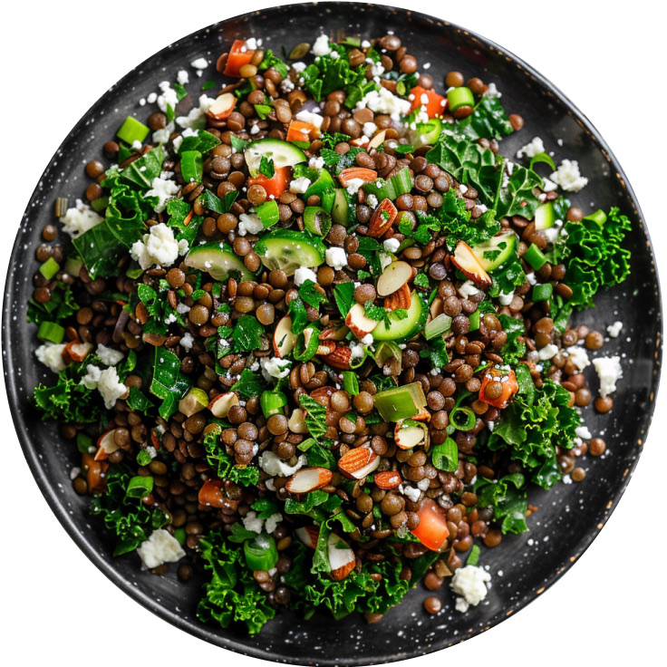Crispy Lentil Salad with Lemon-Tahini Dressing