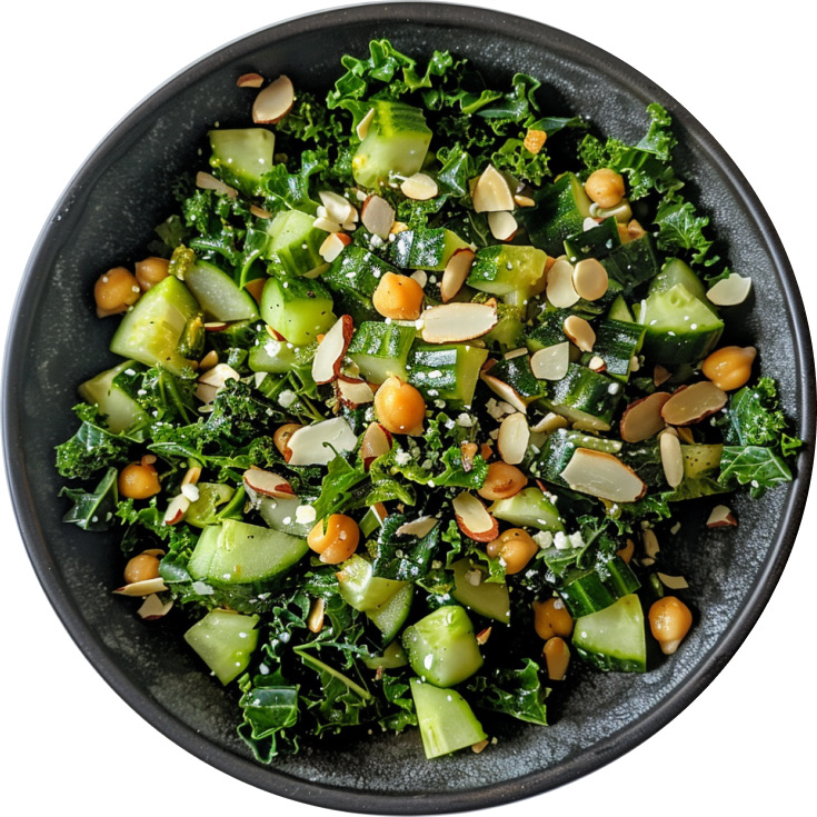 Kale & Cucumber Salad with Chickpea-Date Relish