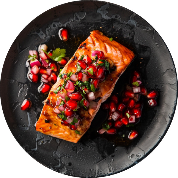 Honey Mustard Glazed Salmon with Pomegranate Salsa