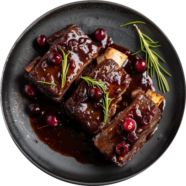 Braised Short Ribs with Cranberry-Red Wine Sauce