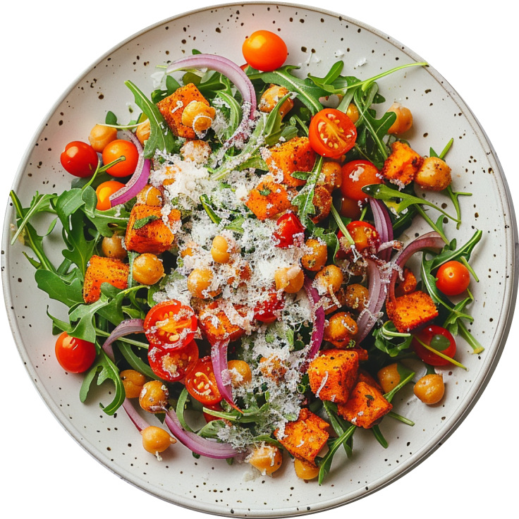 Roasted Parmesan Carrot Salad with Crispy Chickpeas and Creamy Lemon Dressing