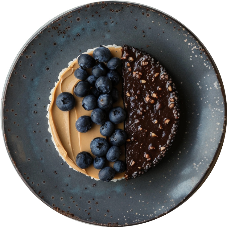 Rice Cake Snack with Chocolate, Peanut Butter and Blueberries