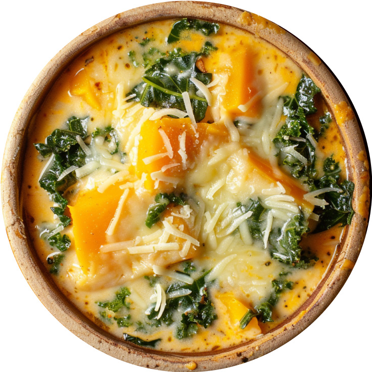 Creamy Cheesy Butternut Squash Lasagna Soup with Kale