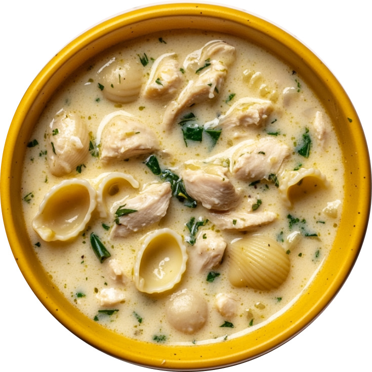 Creamy Chicken, Leek Pasta Soup