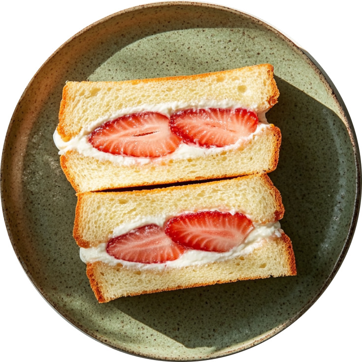 Japanese Strawberry and Cream Milk Bread Sandwich