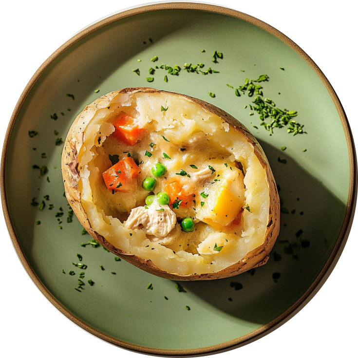 Chicken Pot Pie Twice Baked Potatoes