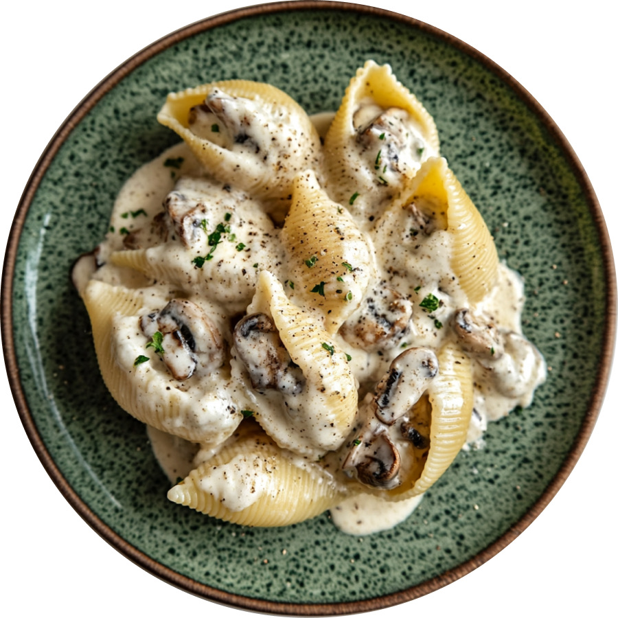 Creamy White Wine Mushroom Stuffed Shells