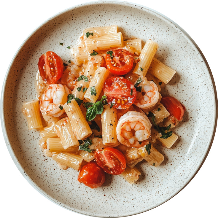 Pipe Rigate with Shrimp and Tomato