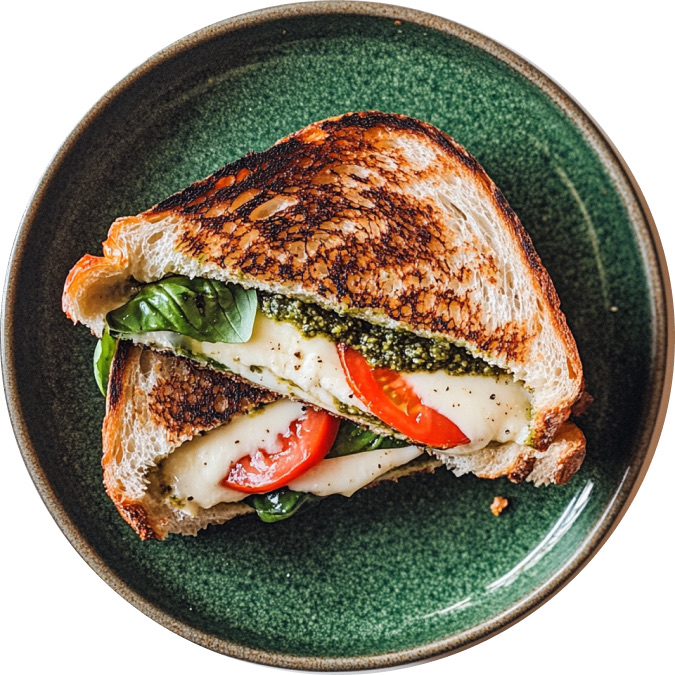 Basil Pesto Caprese Grilled Cheese