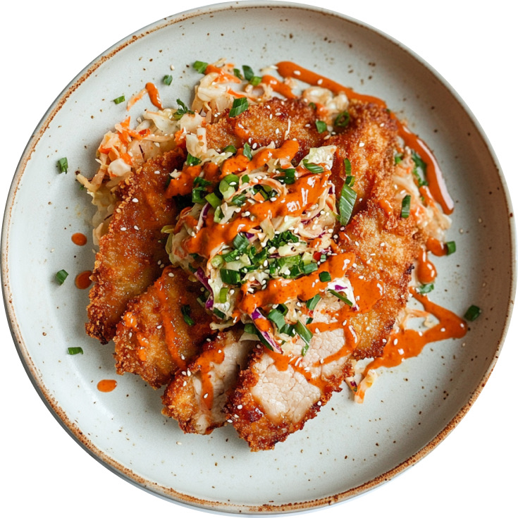 Crispy Pork Cutlets With Kimchi Slaw