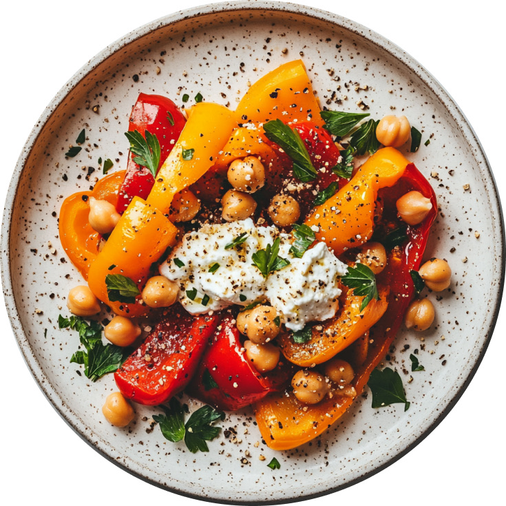 Sheet-Pan Peppers and Chickpeas With Ricotta