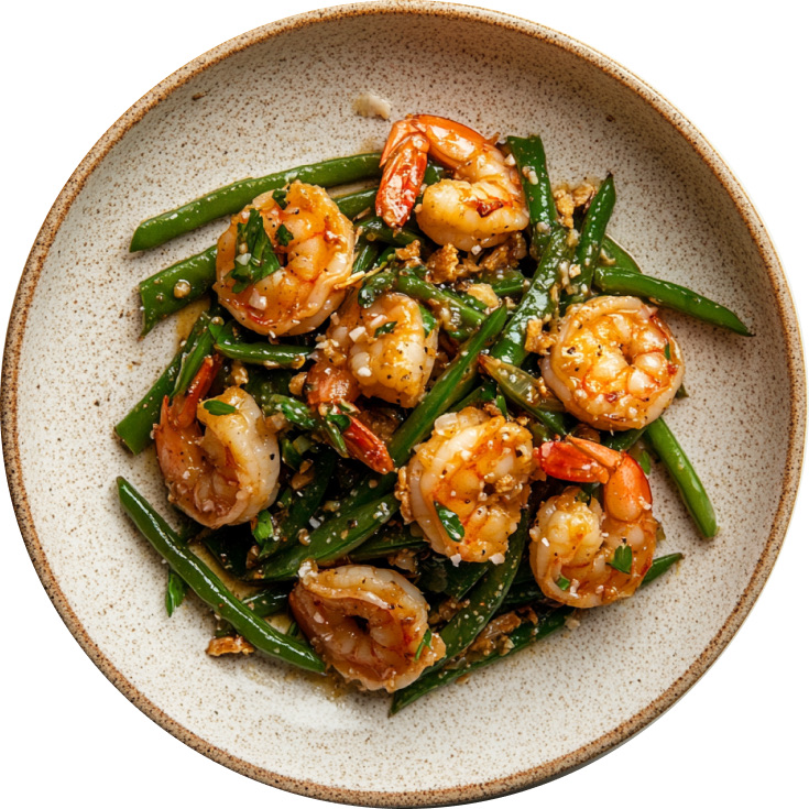 Garlic-Coconut Shrimp and Green Beans