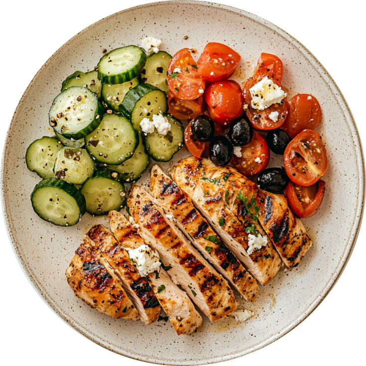 Greek Chicken With Cucumber-Feta Salad