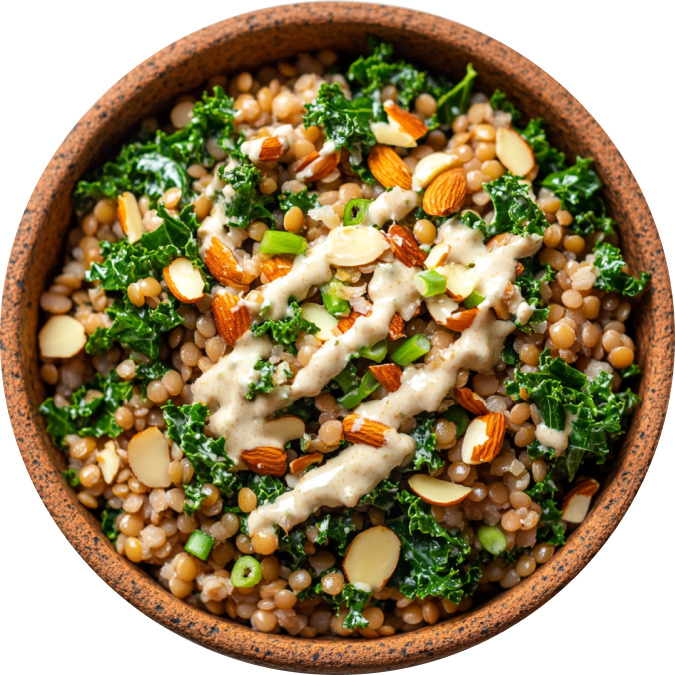 Crispy Lentil Salad with Lemon-Tahini Dressing