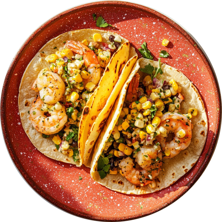 Spicy Shrimp Tacos with Creamy Corn Salad