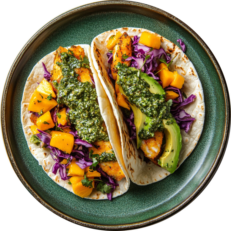 Fish Tacos with Mango Slaw