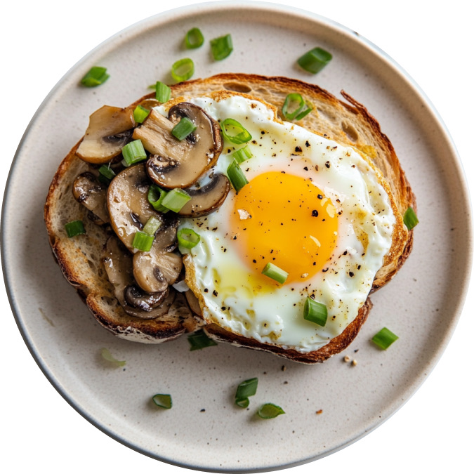 Cheesy Mushroom Fried Eggs