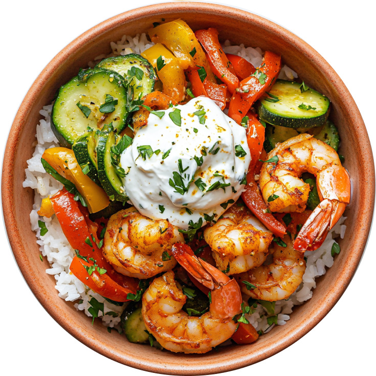 Greek-Inspired Shrimp Bowls with Lemony Yogurt