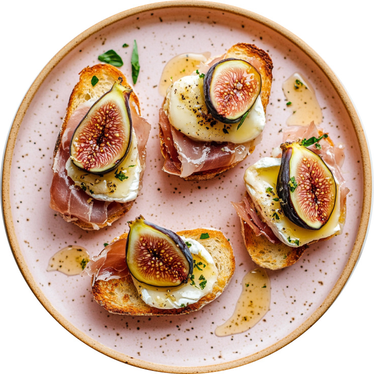 Crostinis with Fig, Brie, and Cherry Jam