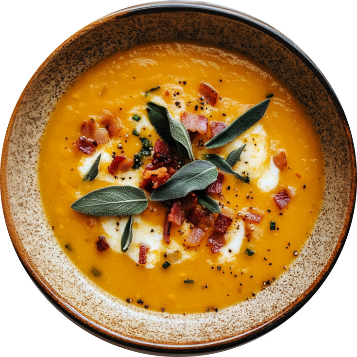 Creamy Butternut Squash Sage Pesto Soup