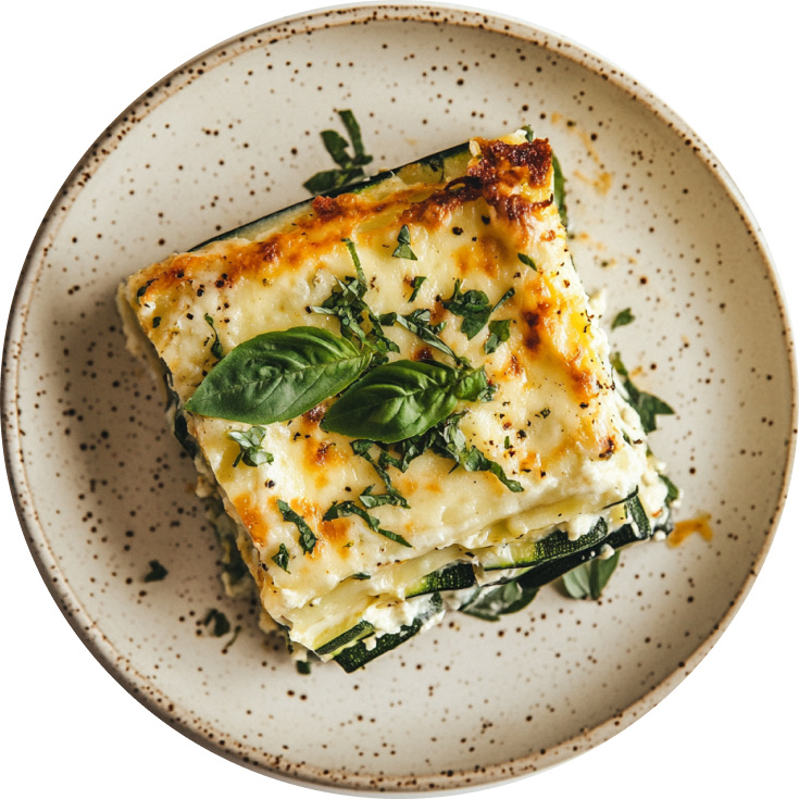 Sheet Pan Zucchini Lasagna with Garlic Butter Croutons