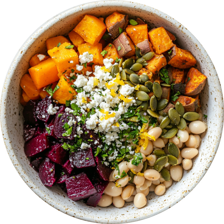 Sweets & Beets Salad with Lemon-Feta Dressing