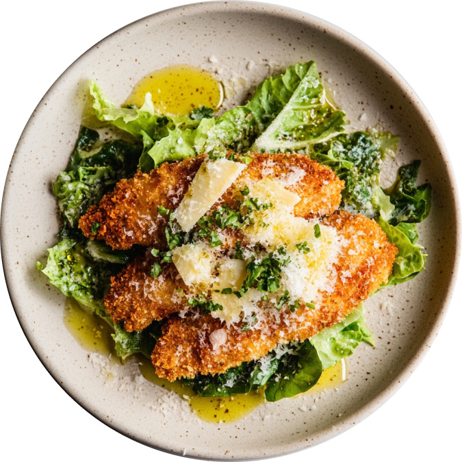 Crispy Chicken Cutlet with Maroulosalata