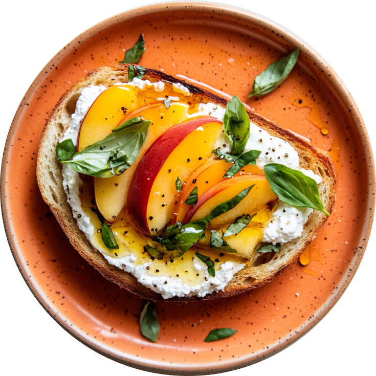 Peach and Burrata Bruschetta