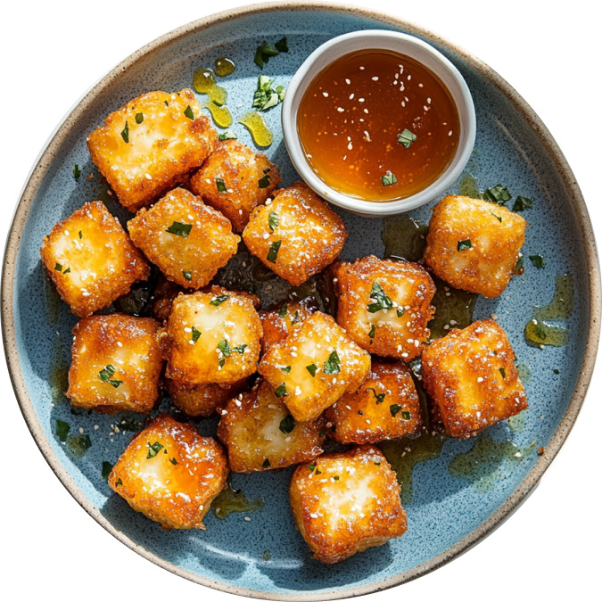 Oven Fried Halloumi Bites with Hot Honey