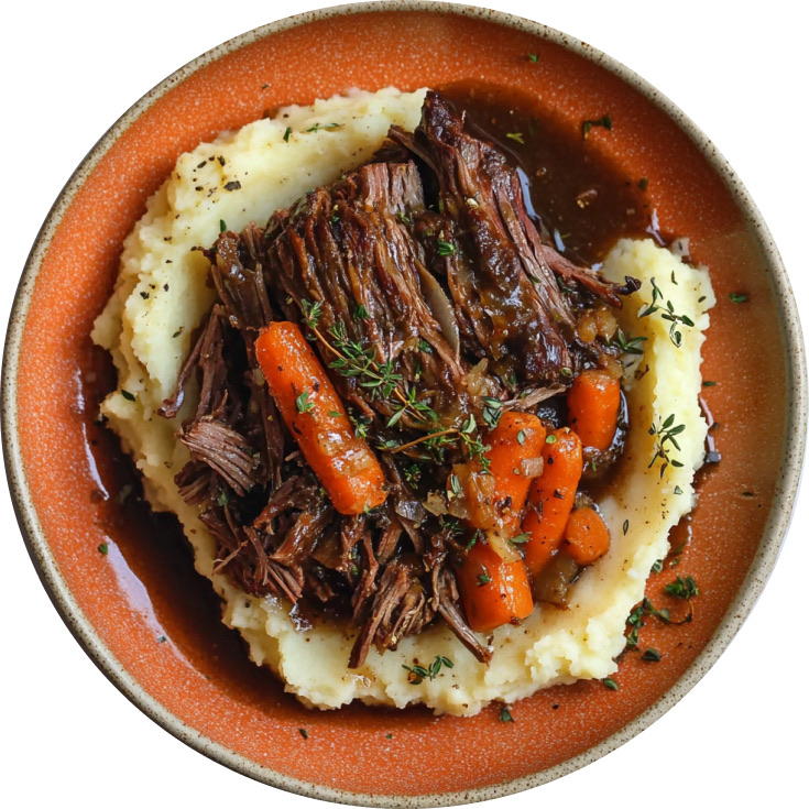 Balsamic Maple Pot Roast with Brown Butter Mashed Potatoes