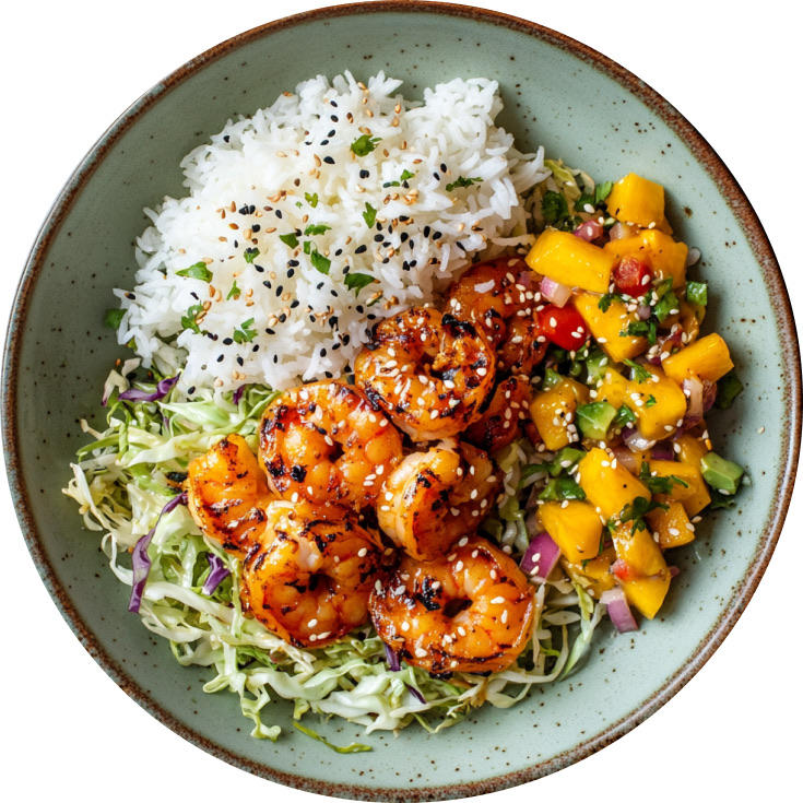 Chili Lime Shrimp Bowls with Mango-Avocado Salsa
