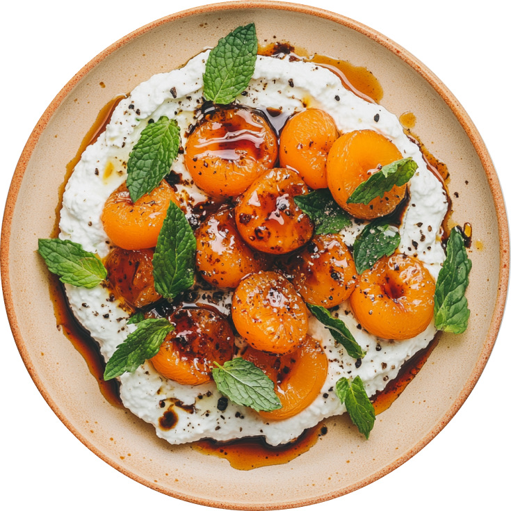 Caramelized Apricots Over Whipped Ricotta