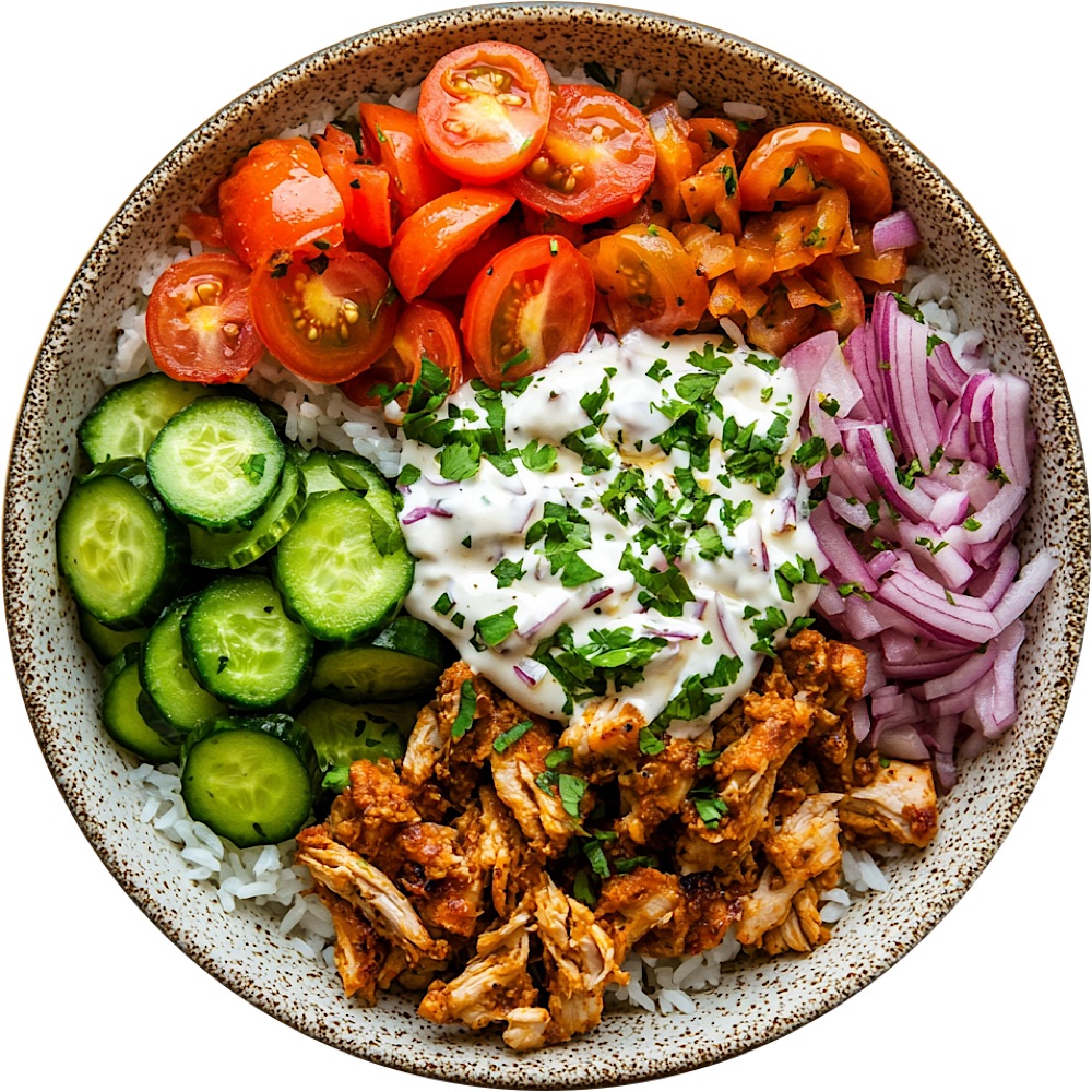 Chicken Shawarma Crispy Rice Salad