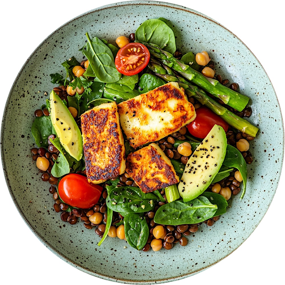 Golden Halloumi and Lentil Salad