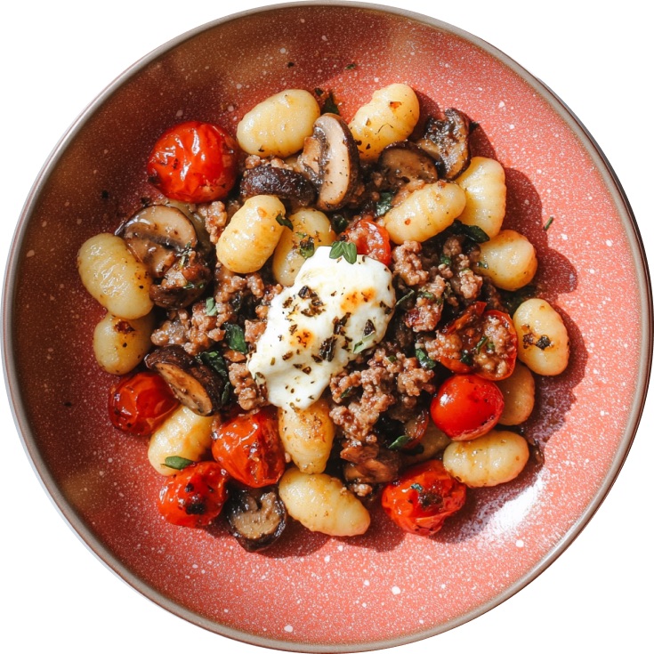Gnocchi with Sausage, Veggies, and Gruyere