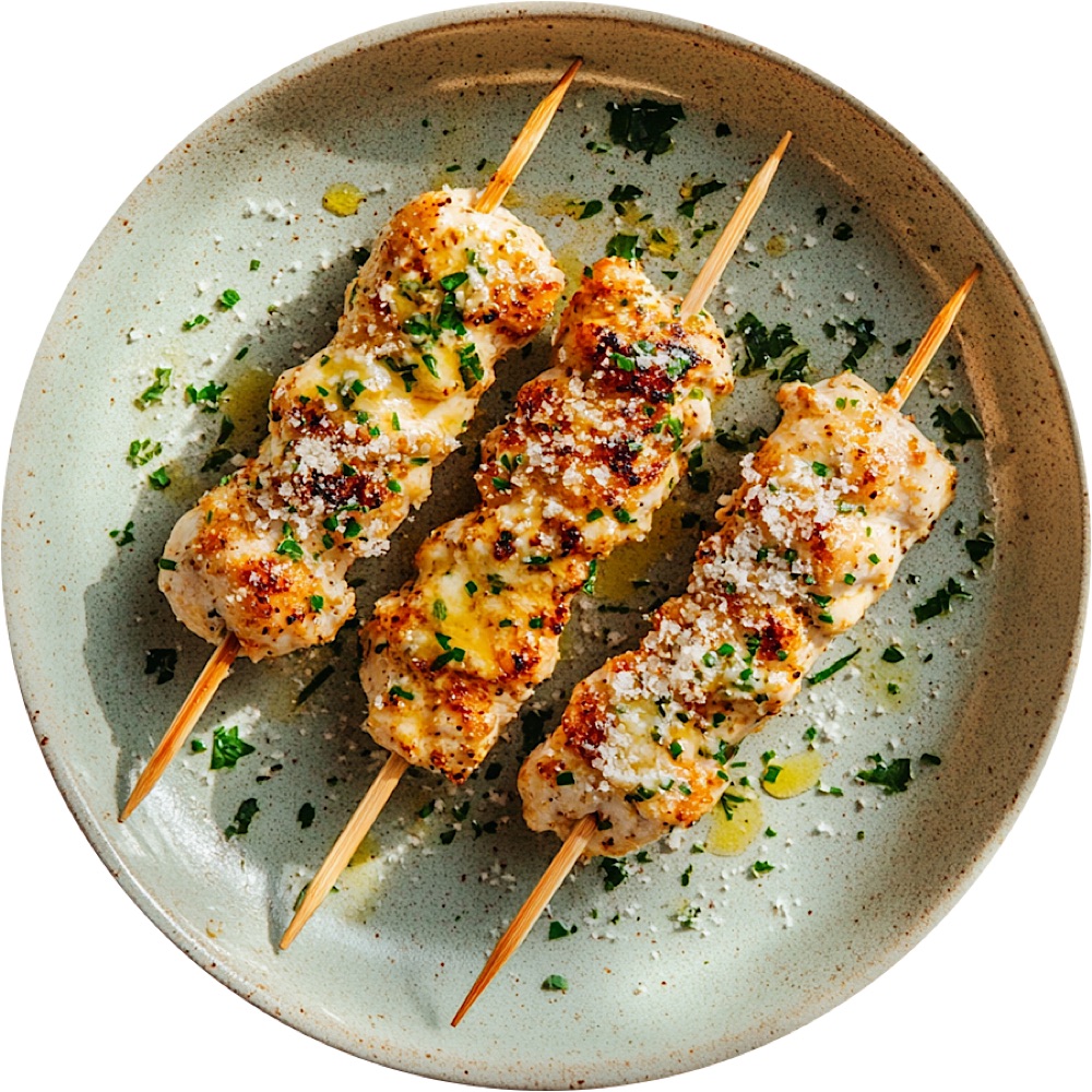 Garlic Parmesan Chicken Skewers