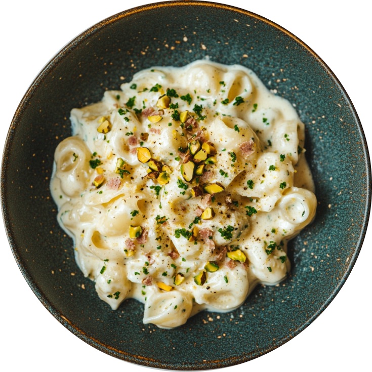 Calamarata con Stracciatella e Pistacchi