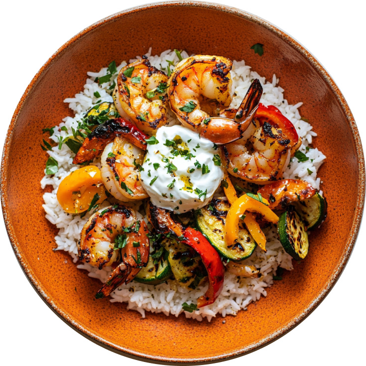 Greek-Inspired Shrimp Bowls with Lemony Yogurt